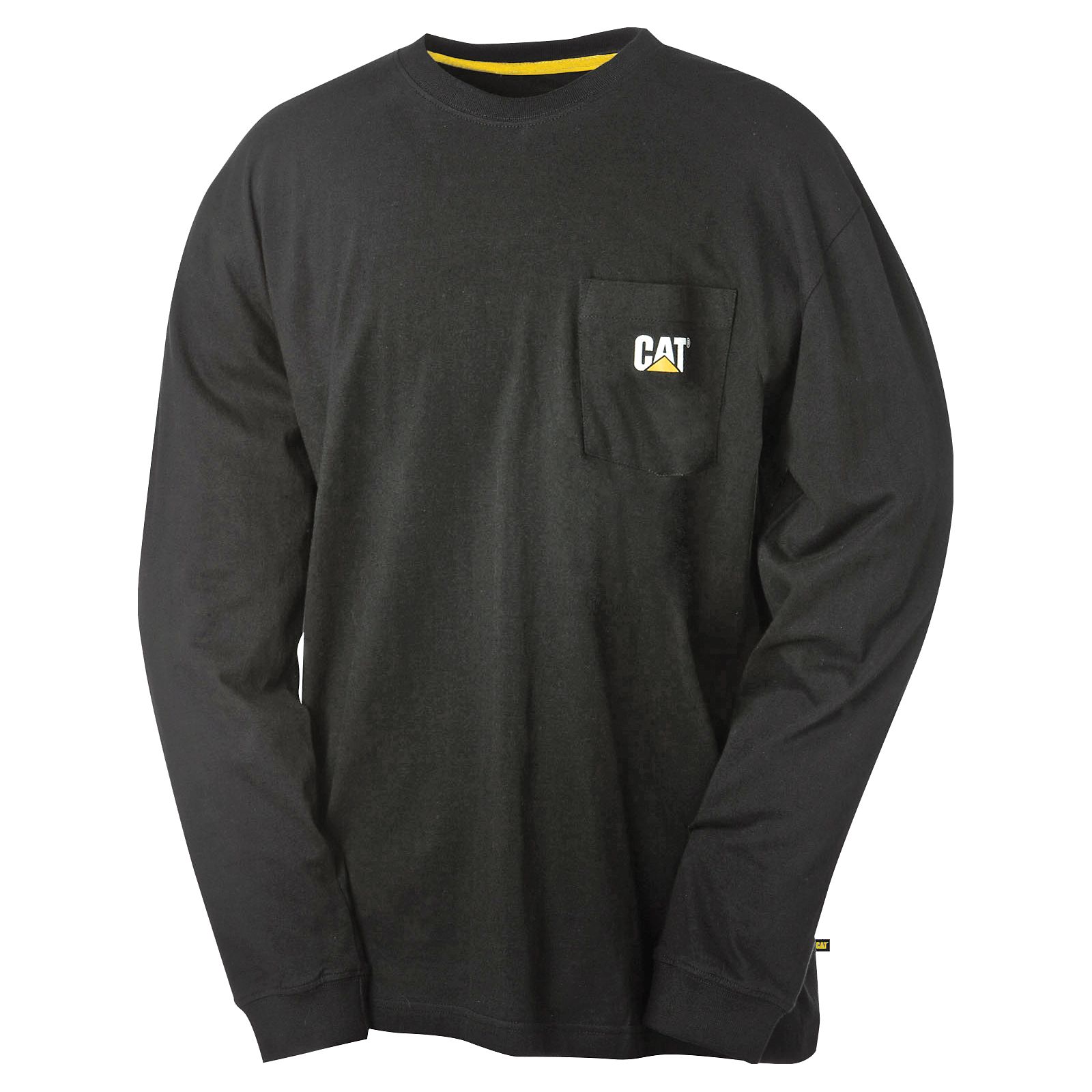 Men's Caterpillar Trademark Pocket Long Sleeve T-Shirts Black Ireland XZBU46738